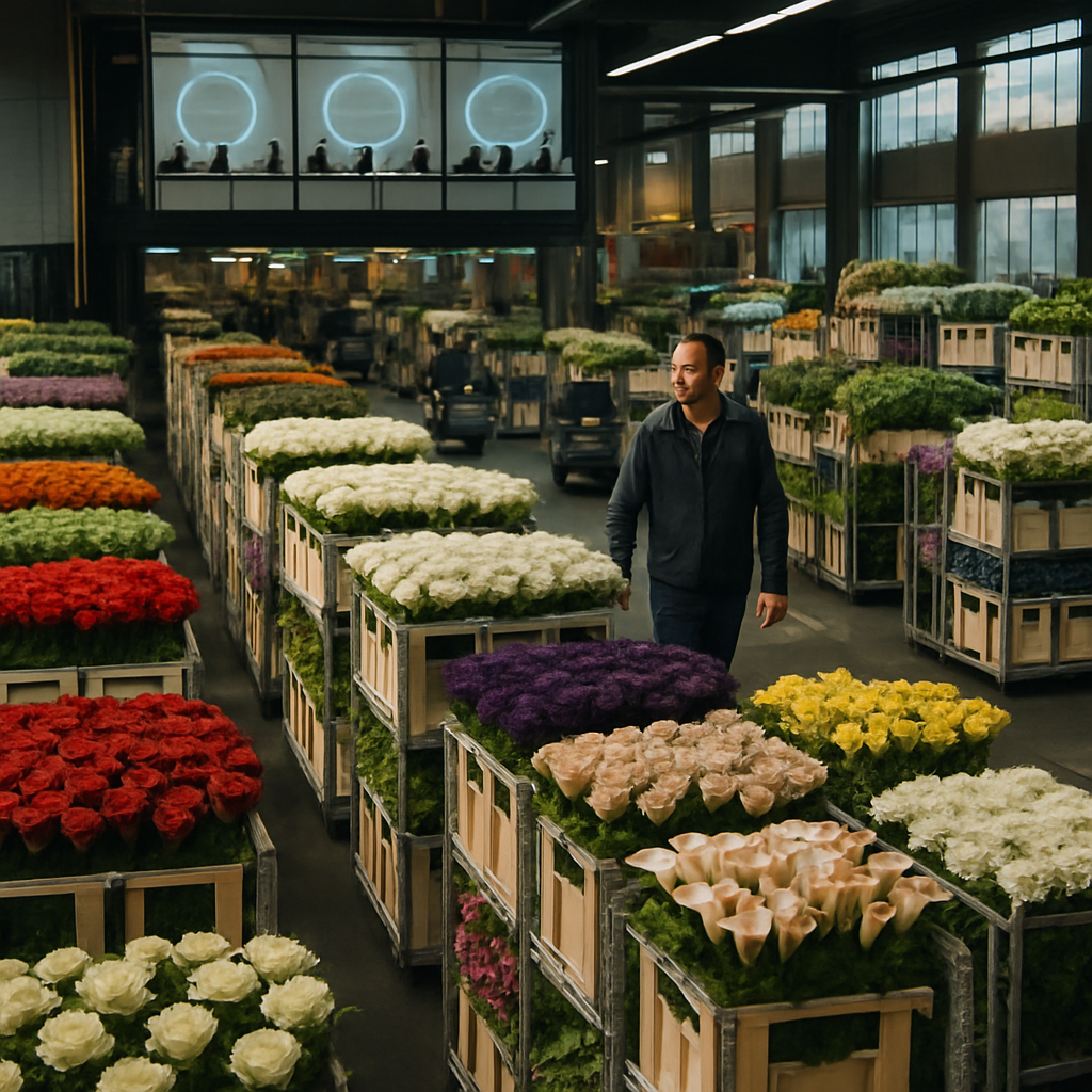 een foto van een bloemen veilinghuis en bloemen groothandel een foto van een bloemen veilinghuis en bloemen groothandel